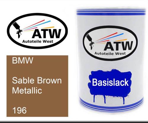 BMW, Sable Brown Metallic, 196: 500ml Lackdose, von ATW Autoteile West.